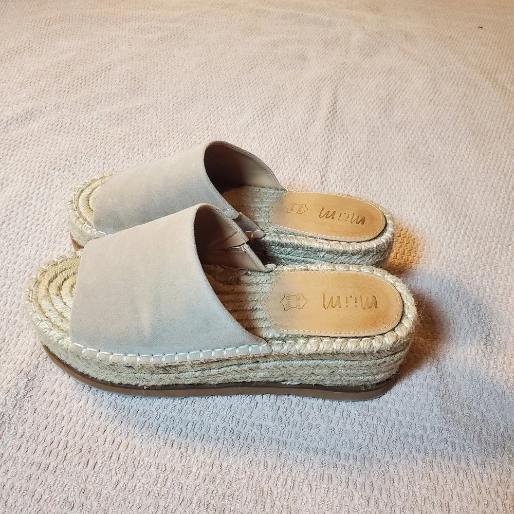 mi.im‎ women's shoes Eva Espadrille Slip On Real Suede Platform Casual Beige